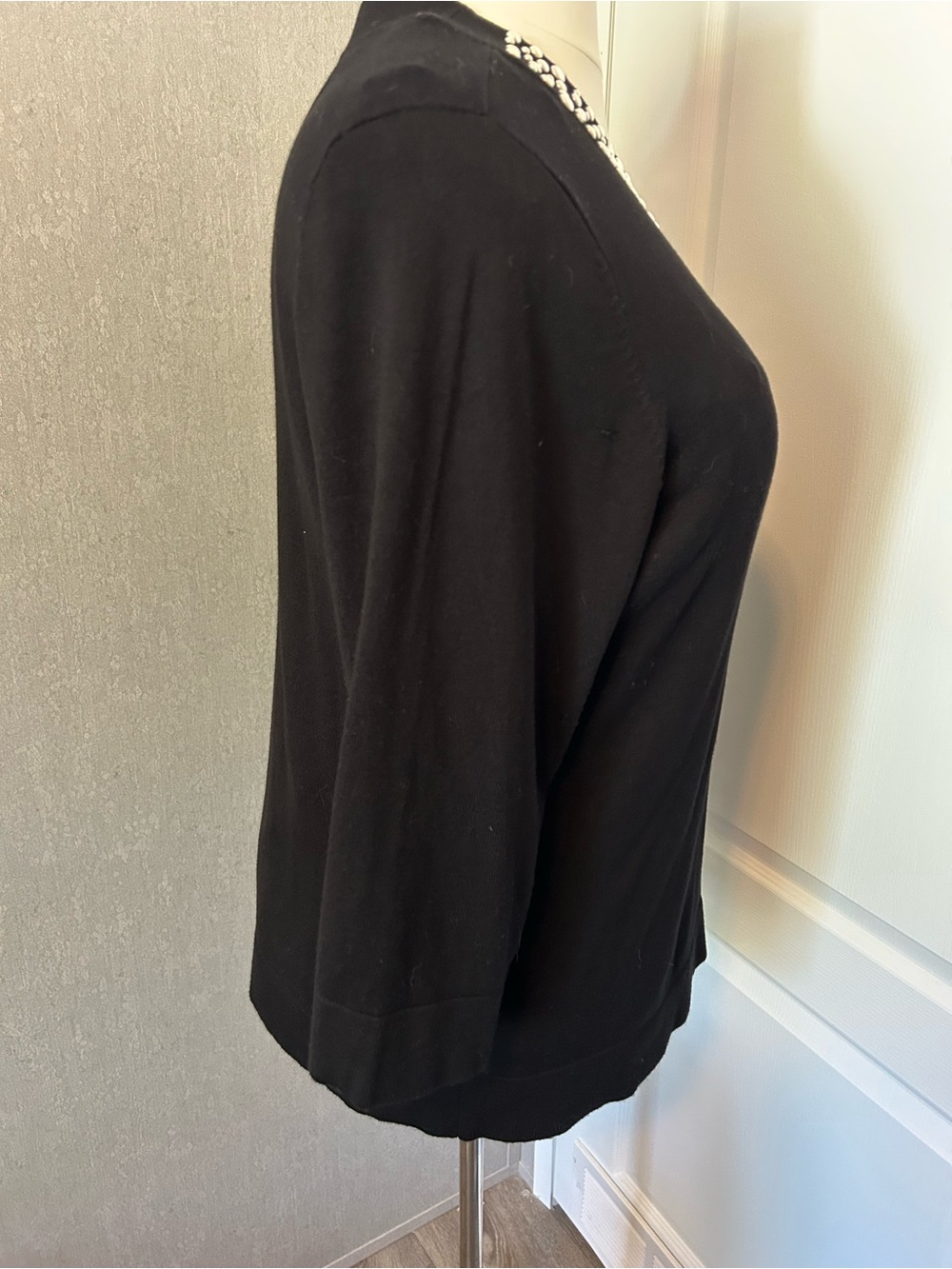 Calvin Klein Black Pullover with White Beaded Collar - Picture 3 of 9